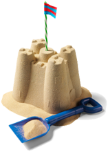 Sandcastle and spade